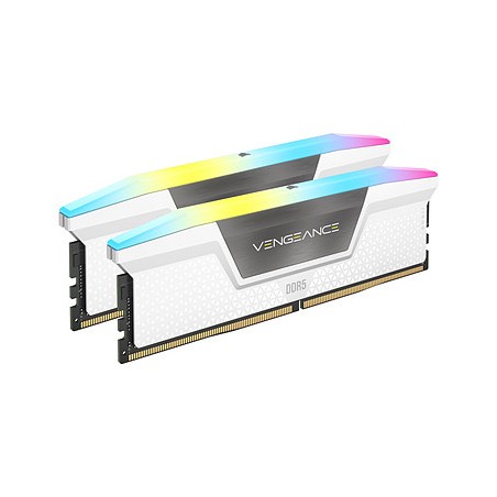 Barrette Mémoire CORSAIR VENGEANCE RGB DDR5 32 Go (2 x 16 Go) 6000 MHz CL40 - Blanc