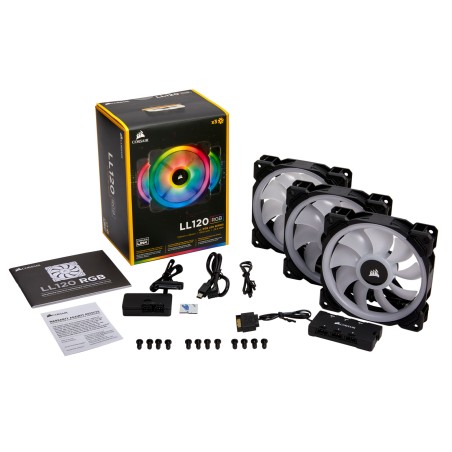 (Pack de 3)  Ventilateur CORSAIR LL Series LL120 RGB avec Lighting Node Pro